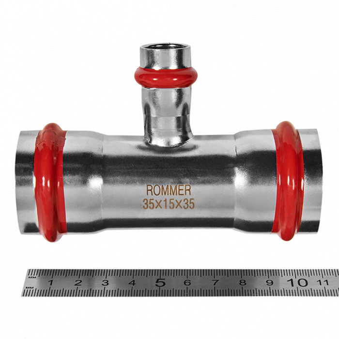 ROMMER RSS-0014-351535 Тройник переходной, 35х15х35, из нержавеющей стали прессовой