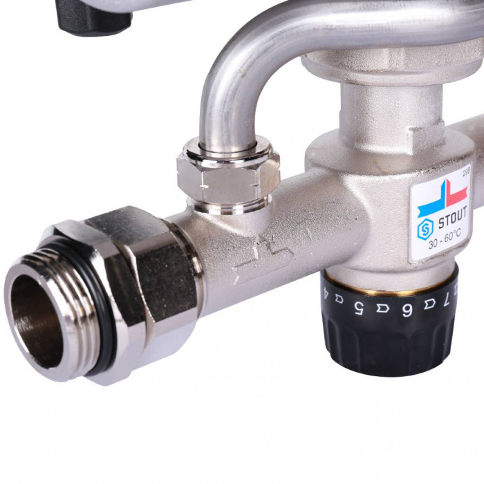Насосно-смесительный узел STOUT SDG-0120-007001с термостатическим клапаном 30-60°C, с насосом UPSO 25-65, 130 mm
