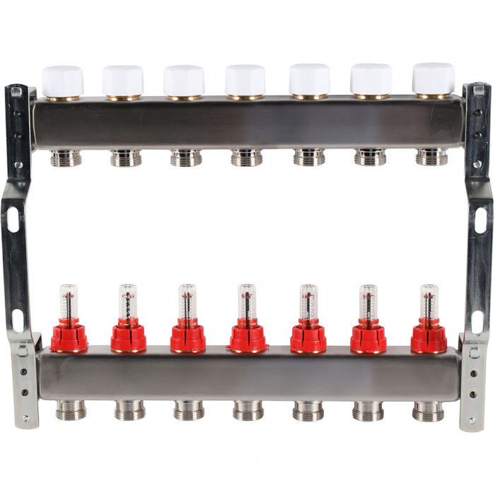 ROMMER RMS-1200-000007 ROMMER Коллектор из нержавеющей стали с расходомерами 7 вых.