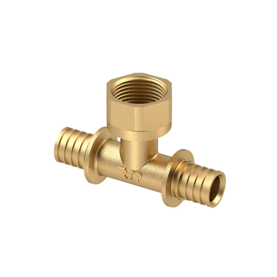 Тройник RTP аксиальный, латунь, внутренняя резьба,25х3/4&quot;, желтый