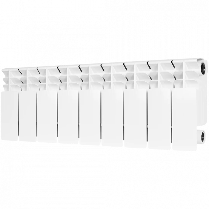 Биметаллический радиатор STOUT TITAN 200, 9 секций, боковое подключение, белый