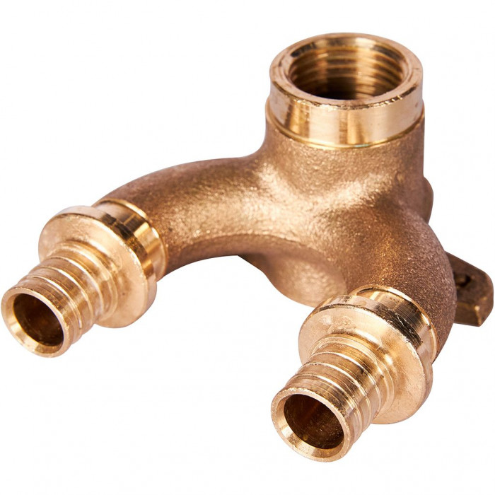 Проточный настенный угольник STOUT 16x1/2" бронзовый для труб из сшитого полиэтилена