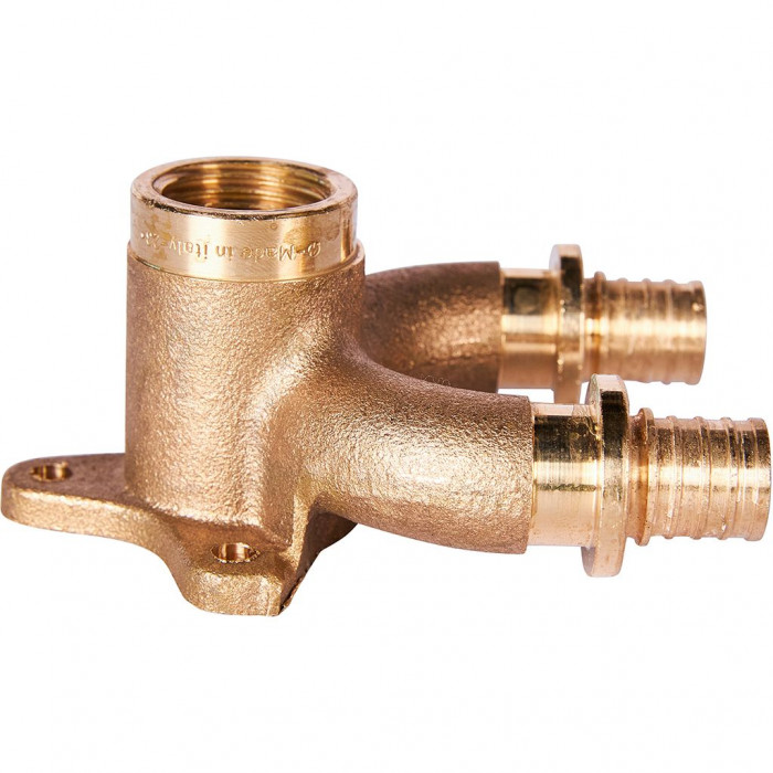 Проточный настенный угольник STOUT 16x1/2" бронзовый для труб из сшитого полиэтилена