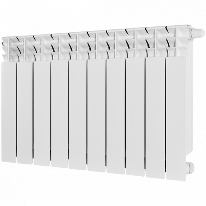 Биметаллический радиатор STOUT TITAN VENTIL 500, 10 секций, нижнее правое подключение, белый