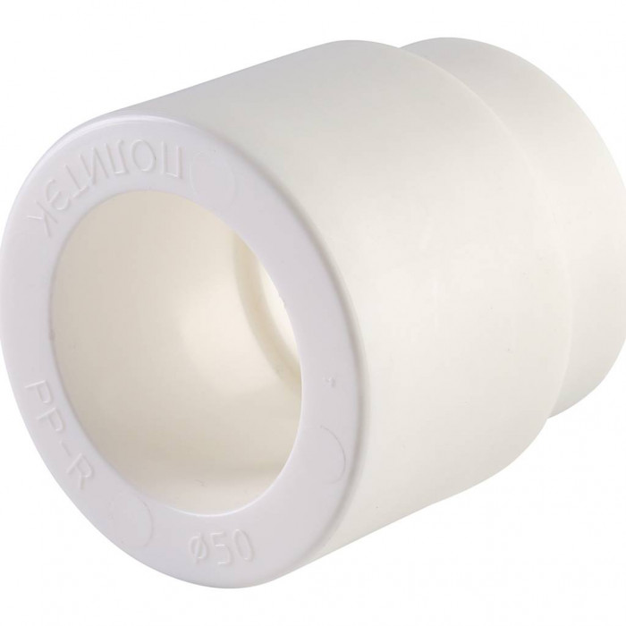 Муфта переходная внутр./наруж. Политэк 50х32 для полипропиленовых труб под сварку (цвет белый)