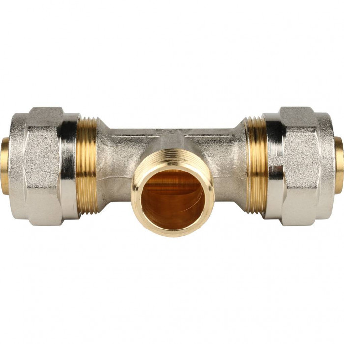 Тройник-переходник STOUT с наружной резьбой 3/4 х26 для металлопластиковых труб винтовой