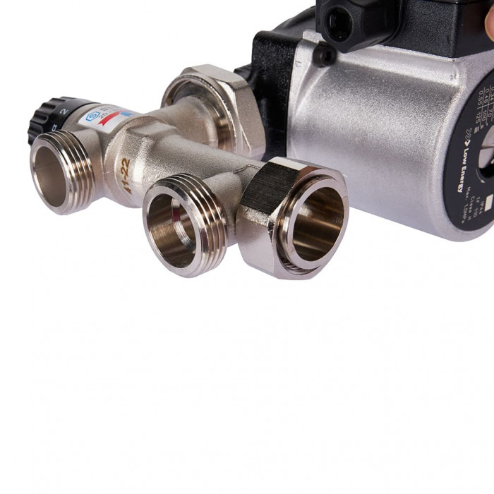 Насосно-смесительный узел STOUT SDG-0120 с термостатическим клапаном 20-55°C, с насосом UPSO 25-65, 130 mm