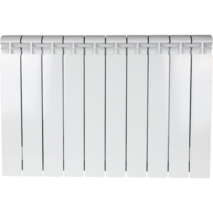 Биметаллический радиатор STOUT ALPHA 500, 10 секций, боковое подключение, белый