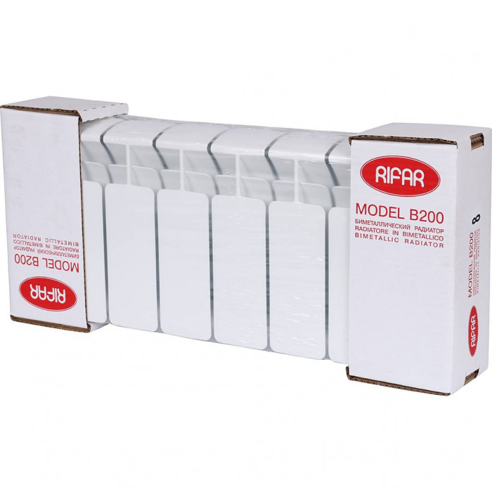 Биметаллический радиатор RIFAR BASE 200, 8 секций, боковое подключение, белый