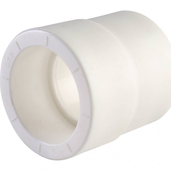Муфта переходная внутр./наруж. Политэк 50х40 для полипропиленовых труб под сварку (цвет белый)