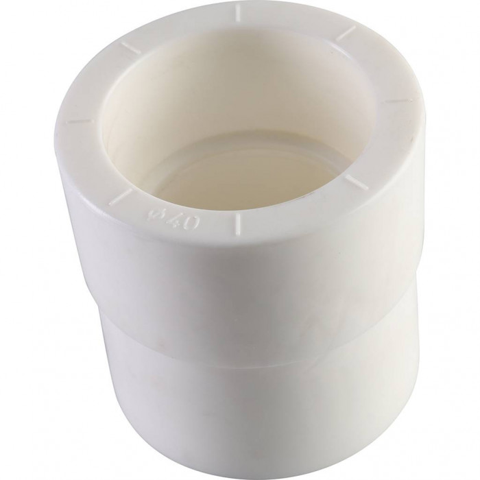 Муфта переходная внутр./наруж. Политэк 50х40 для полипропиленовых труб под сварку (цвет белый)