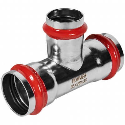 ROMMER RSS-0014-352835 Тройник переходной, 35х28х35, из нержавеющей стали прессовой