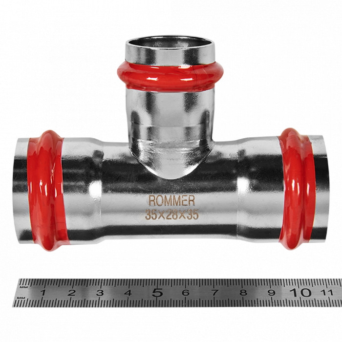 ROMMER RSS-0014-352835 Тройник переходной, 35х28х35, из нержавеющей стали прессовой