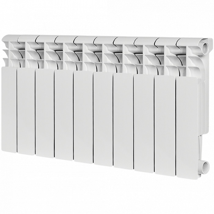 Алюминиевый радиатор ROMMER Profi 350, 10 секций, боковое подключение, белый