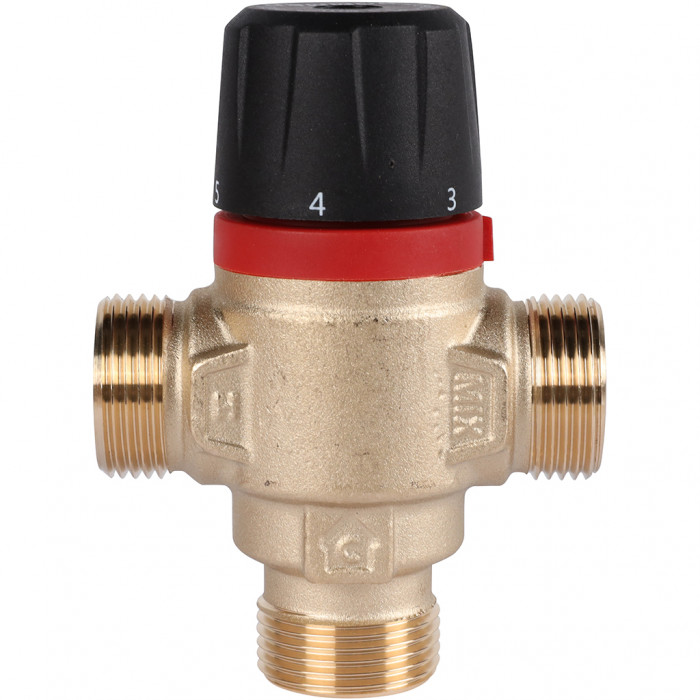 ROMMER RVM-0121-164320 Термостатический смесительный клапан для систем отопления и ГВС 3/4 НР 20-43°С KV 1,6 (боковое смешивание)