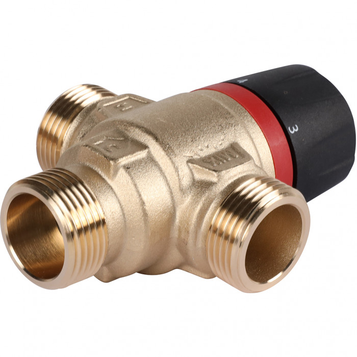 ROMMER RVM-0121-164320 Термостатический смесительный клапан для систем отопления и ГВС 3/4 НР 20-43°С KV 1,6 (боковое смешивание)