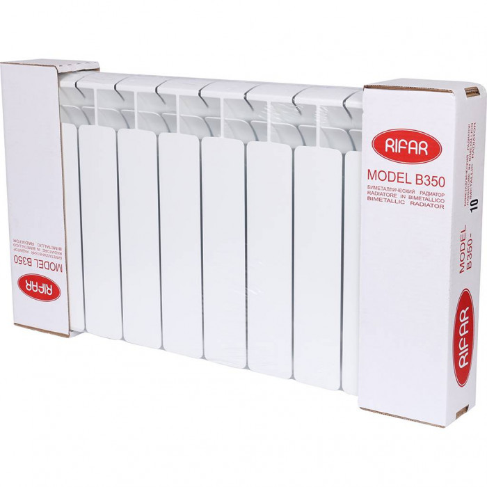 Биметаллический радиатор RIFAR BASE 350, 10 секций, боковое подключение, белый