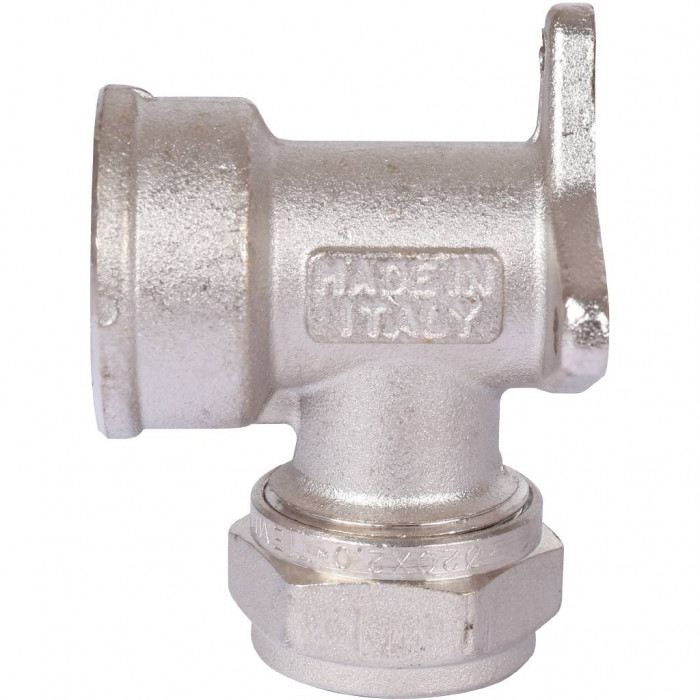 Угольник TIEMME с внутренней резьбой с креплением (20х2.0х3/4) для металлопластиковых труб винтовой