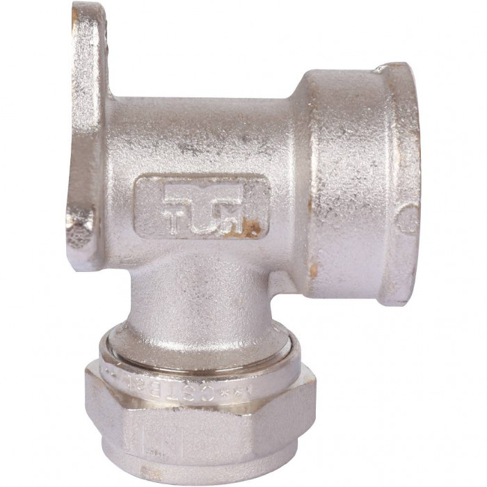 Угольник TIEMME с внутренней резьбой с креплением (20х2.0х3/4) для металлопластиковых труб винтовой