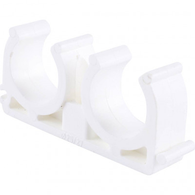 Двойное крепление Kalde d=25 для полипропиленовых труб под сварку (цвет белый)