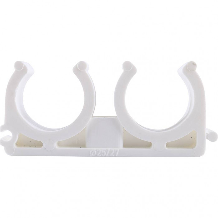 Двойное крепление Kalde d=25 для полипропиленовых труб под сварку (цвет белый)
