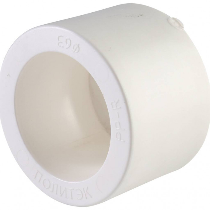 Муфта переходная внутр./наруж. Политэк 63х25 для полипропиленовых труб под сварку (цвет белый)