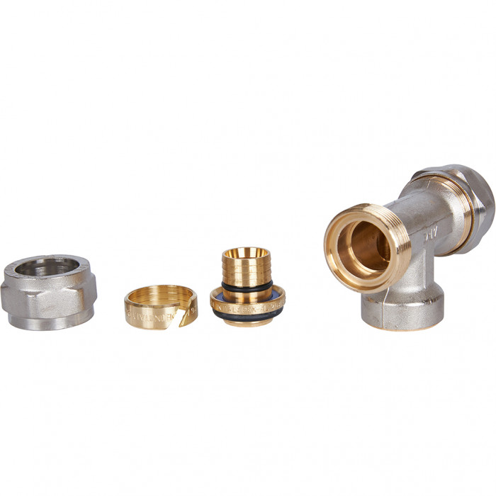 Тройник-переходник STOUT с внутренней резьбой 3/4 х26 для металлопластиковых труб винтовой