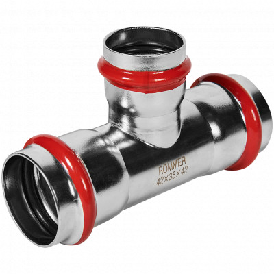 ROMMER RSS-0014-423542 Тройник переходной, 42х35х42, из нержавеющей стали прессовой
