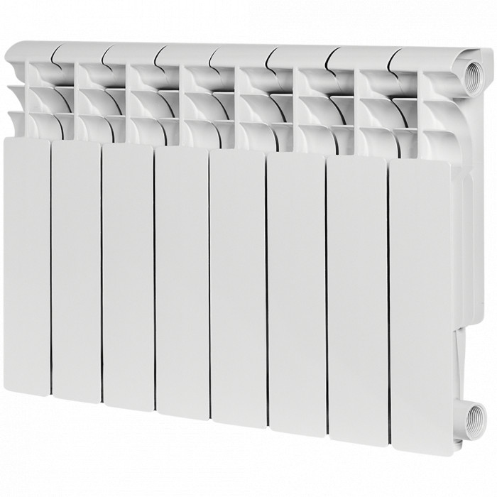 Алюминиевый радиатор ROMMER Profi 350, 8 секций, боковое подключение, белый