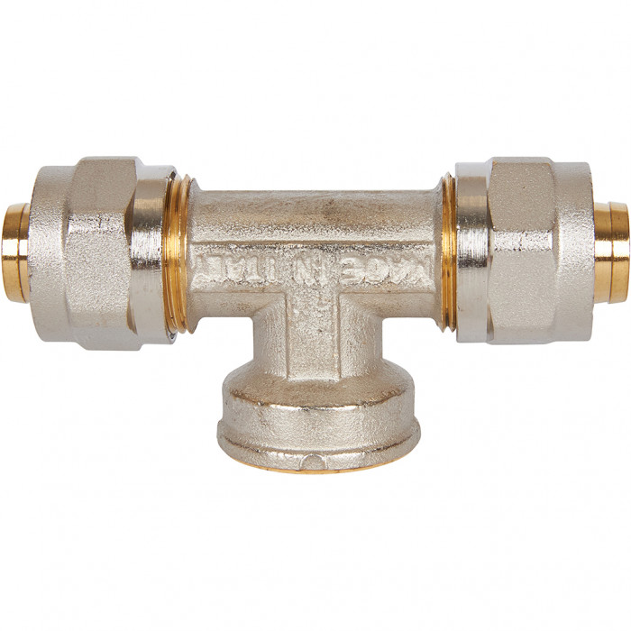 STOUT Тройник-переходник с внутренней резьбой 3/4 х20 для металлопластиковых труб винтовой