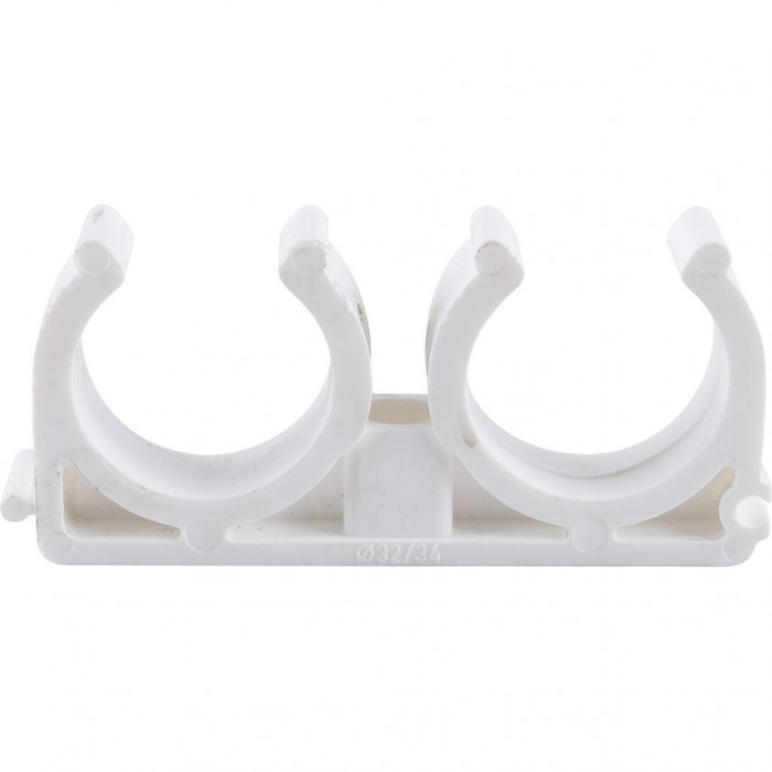 Двойное крепление Kalde d=32 для полипропиленовых труб под сварку (цвет белый)