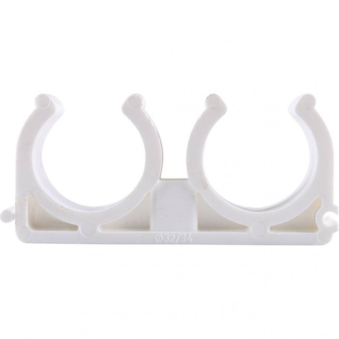 Двойное крепление Kalde d=32 для полипропиленовых труб под сварку (цвет белый)