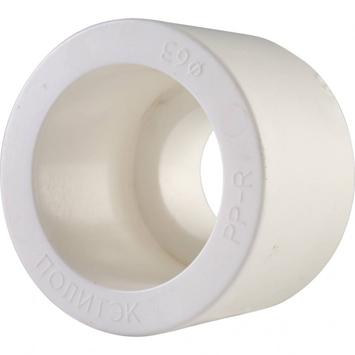 Муфта переходная внутр./наруж. Политэк 63х32 для полипропиленовых труб под сварку (цвет белый)