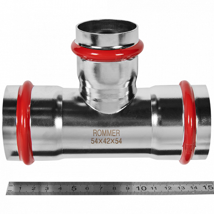 ROMMER RSS-0014-544254 Тройник переходной, 54х42х54, из нержавеющей стали прессовой