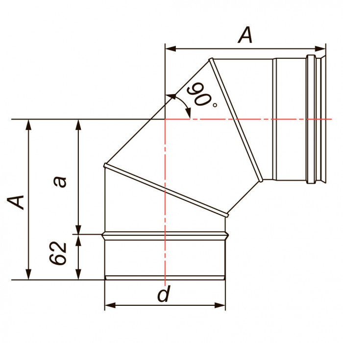 Отвод 90° D80, AISI 304 (Вулкан)
