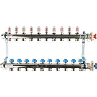 Распределительный коллектор REHAU HKV-D на 10 контуров нержавеющая сталь (12081011002)