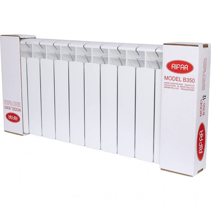 Биметаллический радиатор RIFAR BASE 350, 12 секций, боковое подключение, белый