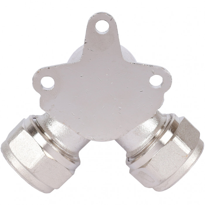 Тройник TIEMME с креплением, внутренняя резьба (16х2.0х1/2) для металлопластиковых труб винтовой