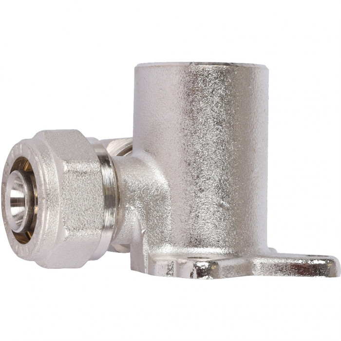 Тройник TIEMME с креплением, внутренняя резьба (16х2.0х1/2) для металлопластиковых труб винтовой