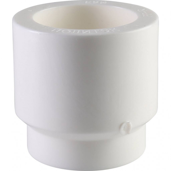 Муфта переходная внутр./наруж. Политэк 63х40 для полипропиленовых труб под сварку (цвет белый)