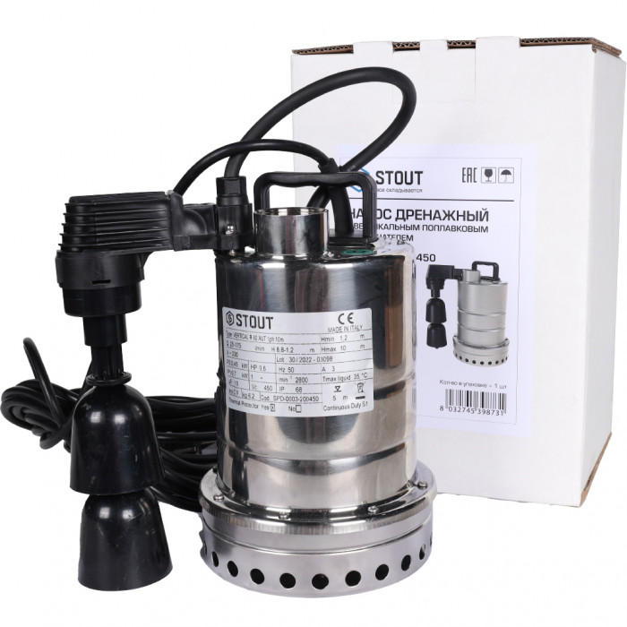 STOUT Насос дренажный с вертикальным поплавком