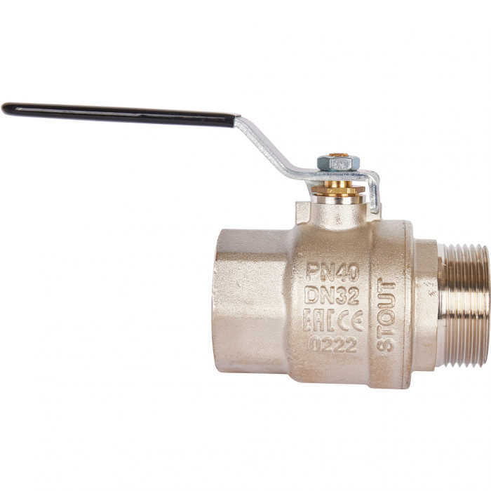 STOUT Кран шаровой полнопроходной, ВР/НР, ручка рычаг 1 1/4