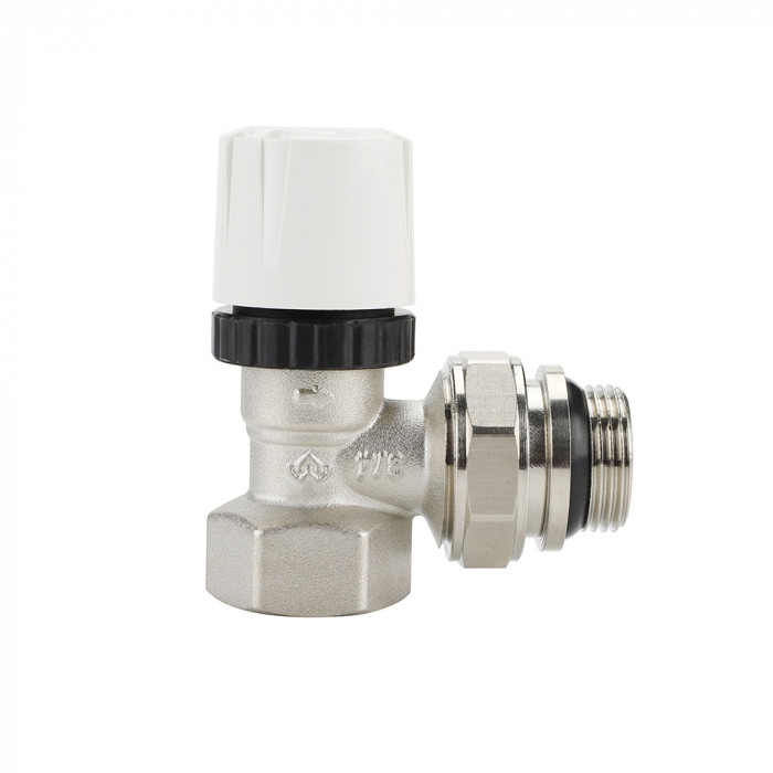Термостатический клапан (терморегулятор) Varmega VM10413, 3/4", угловой, с самоуплотняющимся полусгоном