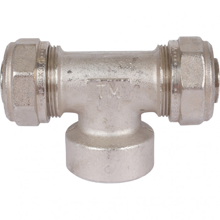 Тройник TIEMME с внутренней резьбой (26х3.0х1) для металлопластиковых труб винтовой