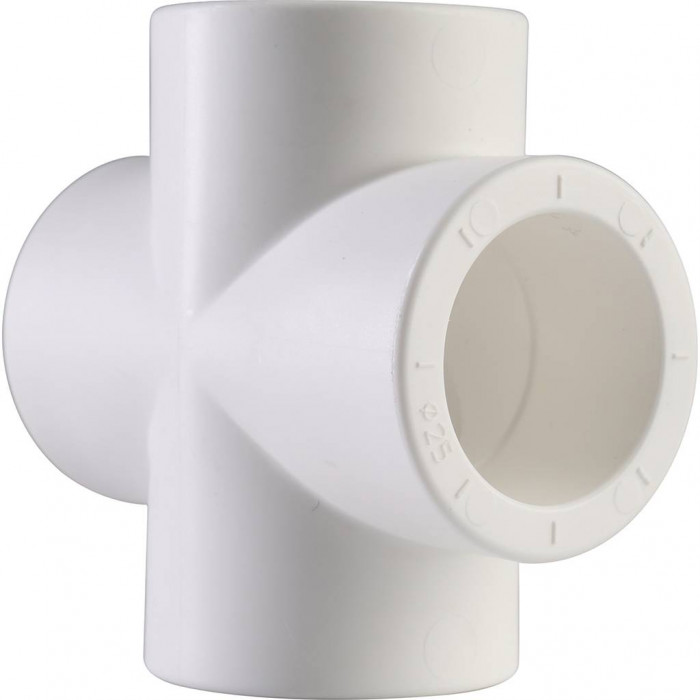Политэк d=25 Крестовина для полипропиленовых труб под сварку (цвет белый)