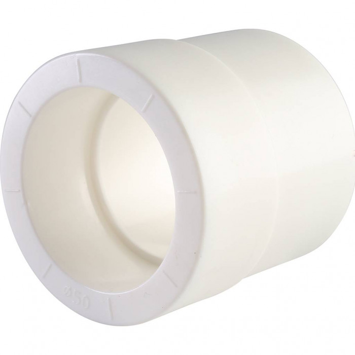 Муфта переходная внутр./наруж. Политэк 63х50 для полипропиленовых труб под сварку (цвет белый)