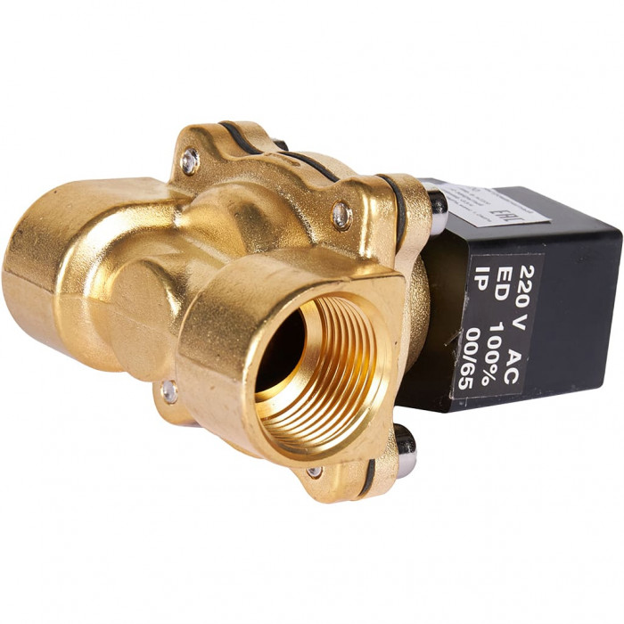 Клапан электромагнитный (соленоидный) двухходовой РОСМА 00000011326 СК-11-20 G3/4, НЗ, 220В, прямого действия, корпус - латунь, уплотнение - NBR