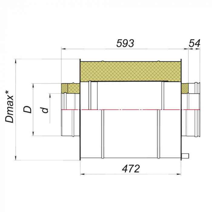 Шумоглушитель D300/400, AISI 321/304 (Вулкан)