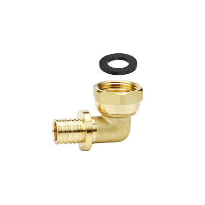 Угольник (угол) 90° с внутренней резьбой Varmega Slide-fit VM51912, 16x3/4&quot;, с накидной гайкой, аксиальный
