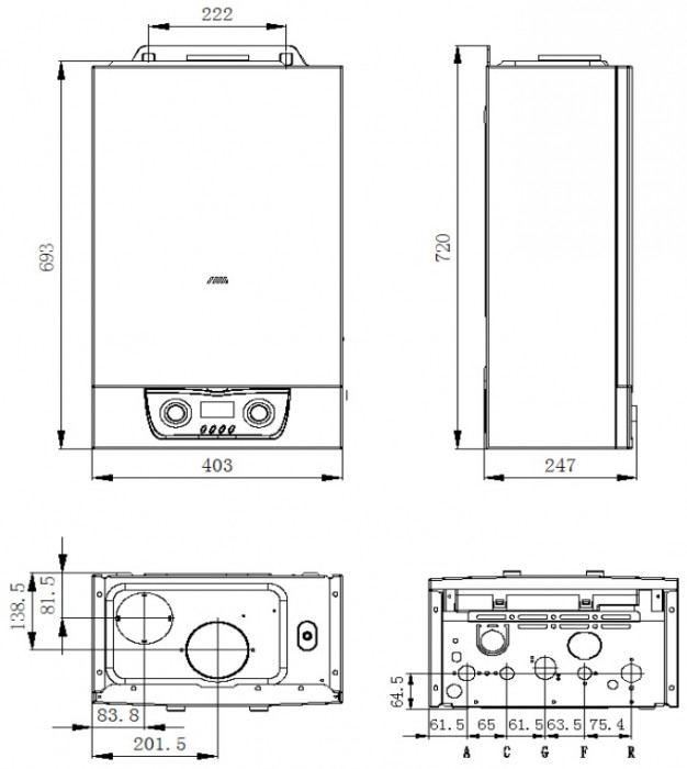 Настенный газовый котел MIZUDO MAESTRO ONE M30ТH, турбированный, одноконтурный
